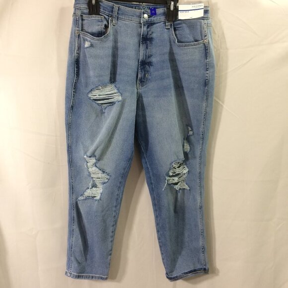 Arizona Jean Company Denim - NEW Arizona Jeans Mom Distressed Stretch Medium Wash High Rise NWT Size 19